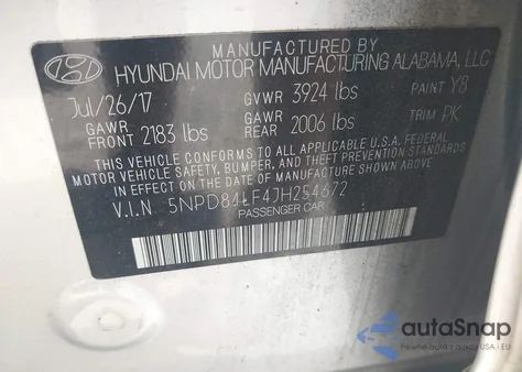 2018 Hyundai Elantra Sel из США, поврежденный, VIN 5NPD84LF4JH254672